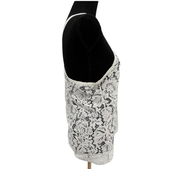 Chasor White Floral Lace Racerback Boho Coastal Grandmother Tank top Small - Picture 3 of 5